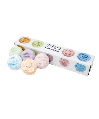 Naples Soap Company Epsom Salt  Cocoa Butter & Shea Butter Aromatherapy Bath Bomb Variety Box in Tropical and Floral Scents  Set of 5 Bath Bombs