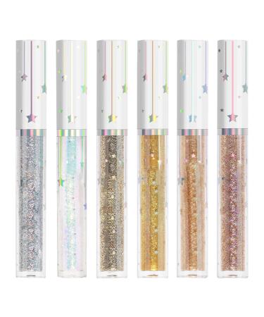 Lainiaoly Glitter Liquid EyelinersWaterproof Liquid EyelinersWaterproof 6 Colors Eyeliner Eyeliner Pencil Eyeliner Color Set Highly pigmented smudgeproof color eyeliners Longlasting glitter for da