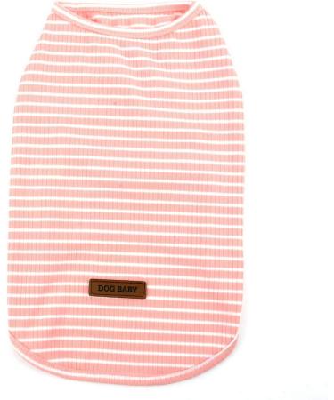 Zunea Striped Dog Shirt for Small Dogs & Cats - Soft Cotton Summer Vest Pink Tank Top for Chihuahuas & Pets (Size S) - Buy Online on GoSupps.com
