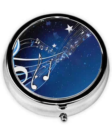 Blue Music Printed Mini Round Pill Box | 3 Compartment Portable Pill Organizer for Travel Home & Office - Buy Online on GoSupps.com