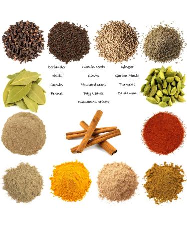 Organic Indian Spices Set | 13 Pc. Three Sisters | Authentic Traditional Flavors - Turmeric, Cumin, Cardamom, Garam Masala, Coriander | Cookbook Essential - Buy Online on GoSupps.com