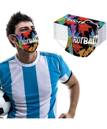 50PC 3-Ply Disposable_Face_Mask with Football Patterns Design Breathable Comfortable for Women Men Adults Use - Buy Online on GoSupps.com
