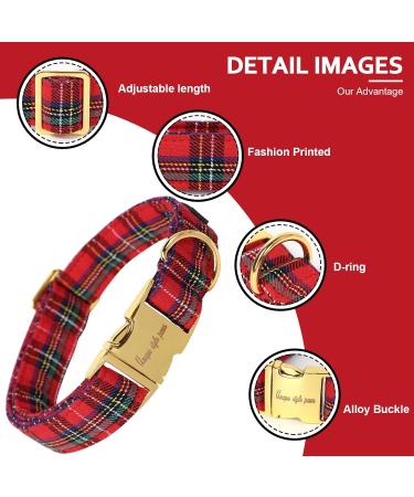 Unique Adjustable Checkered Dog Collar - Soft & Comfortable Pet Gift for Small to Medium Sized Dogs | Scottish Red - Buy Online on GoSupps.com