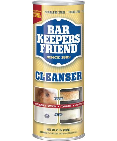 Bar Keepers Friend Powder Cleanser 21 oz - Multipurpose Cleaner & Stain Remover for Kitchen Bathroom & Outdoor - Safe on Stainless Steel Aluminum Brass & More - International Shipping Available - Buy Online on GoSupps.com