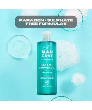 ManCave Men's Ultra-Premium Shower Gel Gift Set - 4 x 500ml Natural Sulphate-Free Cleansers in Wild Mint, Lemon & Oak, Cedarwood, and Sea Salt Fragrances - Vegan-Friendly - Buy Online on GoSupps.com