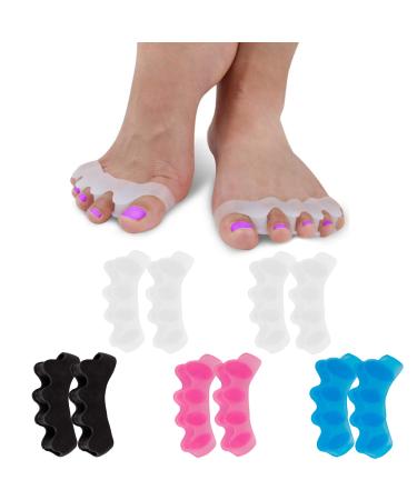 (5 Pair) Toe Separators, Spacers, Straightener, Stretcher, Spreader, Yoga for Overlapping Toes and Restore Crooked Toes to Their Original Shape, Correct Bunions, Feet for Men Women - Universal Size