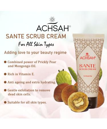 ACHSAH Sante Scrub Cream with Vitamin E - Extra Hydrating 100% Vegan & Cruelty-Free Paraben-Free All Skin Types - 60gm/2.1 Oz - Buy Online on GoSupps.com