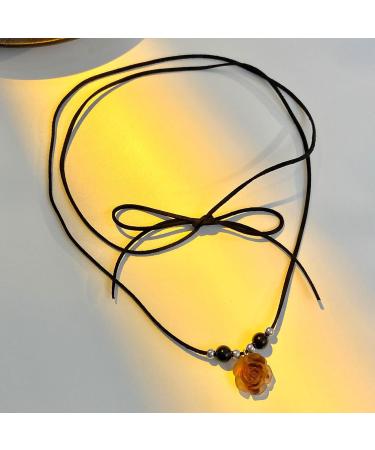 KUAIYIJU Stylish Chinese Flower Necklace | Versatile Lace Jewelry with Resin Pendant | Fashionable Clavicle Chain for Every Occasion - Buy Online on GoSupps.com