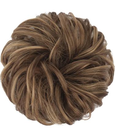 FESHFEN Messy Bun Scrunchie Hair Piece | Synthetic Updo Hairpiece Light Ash Brown Mixed Golden Brown - Buy Online on GoSupps.com