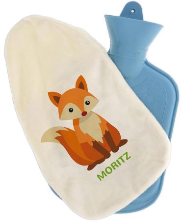 Personalized Hot Water Bottle with Cozy Cover | Custom Names & Designs | Perfect Gift for Kids & Adults (800ml - Fox) - Buy Online on GoSupps.com