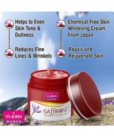 Valocity VI-JOHN Advanced Saffron Fairness Cream for Women - Natural Skin Whitening Dark Spot Removal Heal & Repair - 50gm Pack of 4 | Suitable for All Skin Types - Buy Online on GoSupps.com