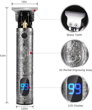 Ten-Tatent Professional Hair Clippers for Men - Cordless Beard Trimmer with T-Blade, Precision Cutting and Zero Gapped Grooming Kit in Grey - Buy Online on GoSupps.com