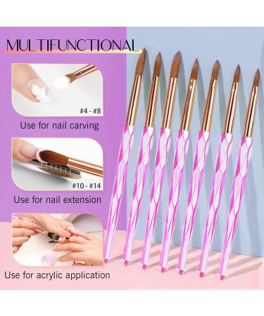 Saviland 7PC Acrylic Nail Brush Set - Purple Crystal Art Brushes for Acrylic Powder & Nail Extensions (Sizes 4-16) - Ideal for Nail Carving & Design - Buy Online on GoSupps.com
