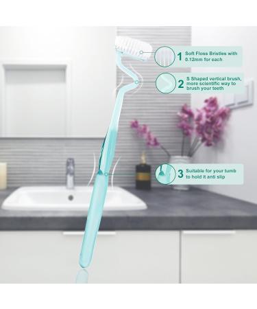 Soft S-Shaped Manual Toothbrush for Sensitive Gums Nano Floss Bristles Deep Clean Candy Color | Perfect for Adults & Juniors (Green - Buy Online on GoSupps.com