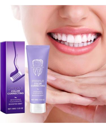 Purple Whitening Toothpaste Violet Teeth Whitening Oral Cleaning Toothpastes For Teeth Whitening Color Corrector Serum Included Teeth Whitening Booster (1) - Buy Online on GoSupps.com