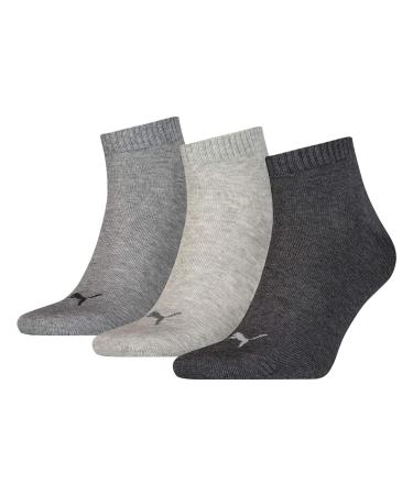 PUMA Unisex Quarter Socks (3 Pack) 47-49 Grey / Grey