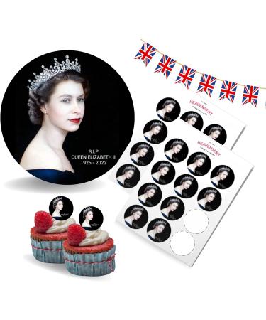 Royal Queen Elizabeth RIP 2022 Royalty Tribute Edible Premium Thick Wafer Card Standing Cupcake Toppers Birthday Party Cake Decorations (12x 2 Cupcake Toppers (Pre-cut) Square) - Buy Online on GoSupps.com