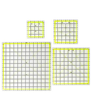 UOOU 4 Pack Quilting Ruler Set - Acrylic Fabric Cutting Rulers for Quilting and Sewing - Non Slip Rings - 4.5x4.5, 6x6, 9.5x9.5, 12.5x12.5 - Green - Buy Online on GoSupps.com