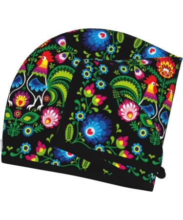 Hair Towel Wrap Quick-Dry Turban with Button | Stylish Roosters & Flowers Design - Buy Online on GoSupps.com