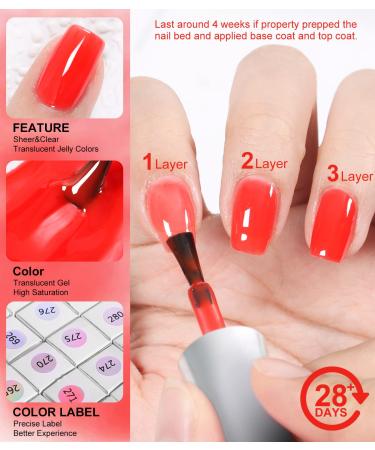 DouborQ 20 Colors Sheer Jelly Gel Nail Polish Set | Crystal Transparent Kit for Manicure | 7ml/bottle - Buy Online on GoSupps.com