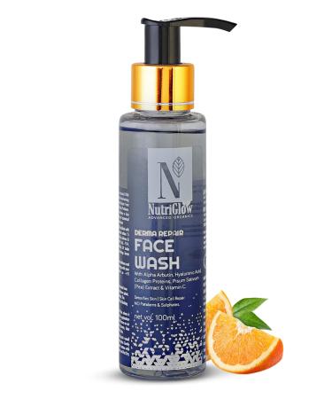 NutriGlow Advanced Organics Derma Repair Face Wash For Repair Cells Skin Lighting Soft & Supple Skin Remove Dead Skin Cells Clear Skin Impurities 100ml Almond