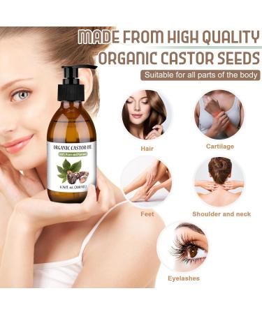 Organic Castor Oil 7 fl oz - Cold Pressed Pure & Hexane Free for Hair Eyelashes & Nails - Support Hair Growth Naturally - Buy Online on GoSupps.com