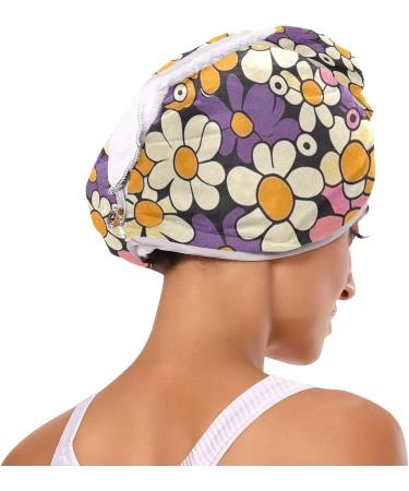 Cartoon Colorful Flower Hair Towel 2 Pack - Super Absorbent Quick Dry Turbans for Women & Girls - Buy Online on GoSupps.com