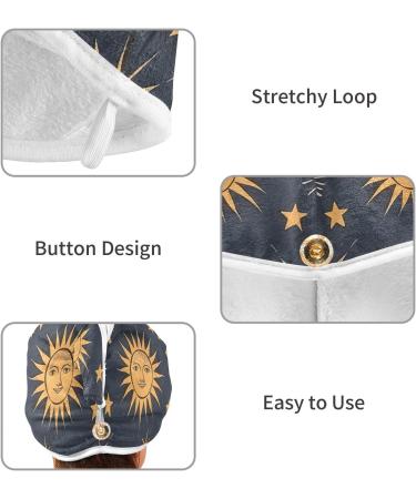 Sun Moon and Stars Hair Towel 2 Pack | Super Absorbent Quick Dry Hair Turbans for Women & Girls - Buy Online on GoSupps.com