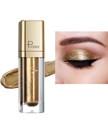 Liquid Glitter Eyeshadow Metallic Matte Shimmer Sparkly Eye Shadows Eyeliner Pen Long Lasting Waterproof Quick Drying Eye Make up Kits(Gold)