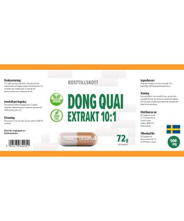 Dong Quai Extrait 5 000mg Equivalent (500mg d'extrait 10:1) 120 g lules v g taliennes - Buy Online on GoSupps.com