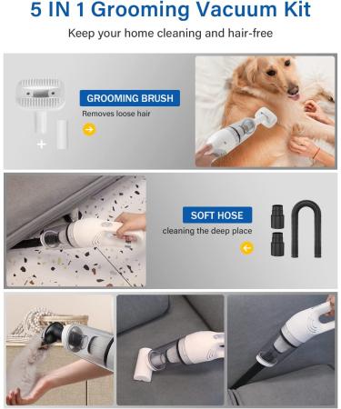 HOPET Pet Grooming Vacuum Kit - Wireless Dog Hair Remover & Cat Deshedding Brush with Powerful Suction - Buy Online on GoSupps.com