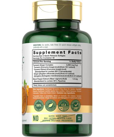 Carlyle Turmeric Ginger Supplement 3000mg | 120 Softgels | Curcumin Complex | Vegetarian Non-GMO Gluten Free - Buy Online on GoSupps.com