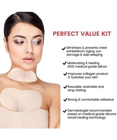 Chest Wrinkle Pads Set - Silicone Decollete & Neck Pads for Anti-Aging Treatment - Reusable Wrinkle Patches - Transparent - 3 Pack - Buy Online on GoSupps.com