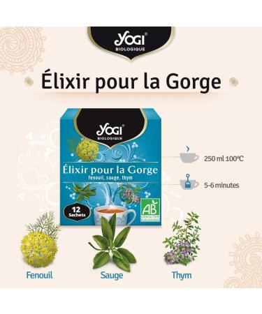 Yogi Organic Throat Elixir 100% Organic Fennel Infusion Sage and Thyme 12 Thermo-Sealed Sachets and No Staples 21.5 g 31 - Buy Online on GoSupps.com