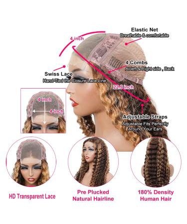 BLY 32 Ombre Highlight Lace Front Wig - Deep Wave #427 Human Hair, Pre-Plucked, Glueless, 180% Density - Buy Online on GoSupps.com