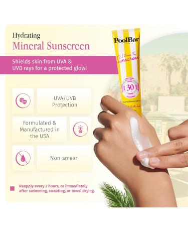 PoolBar SPF 30 Hydrating Mineral Body Sunscreen Cream for Women and Men Skin Care - Coconut Vanilla Scent Sun Care Vegan and Water Resistant Broad Spectrum Sunscreen 140 ml (4.7 Fl. Oz) - Buy Online on GoSupps.com