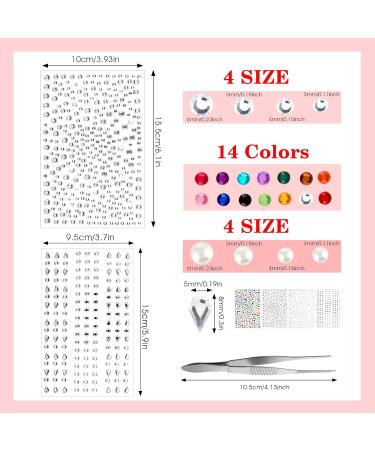 TIESOME 1450+ Self Adhesive Face Jewels Rhinestones Stickers with Tweezer - 4 Sheets Festival Makeup Diamonds & Crystals - Face Gems for Makeup - Buy Online on GoSupps.com