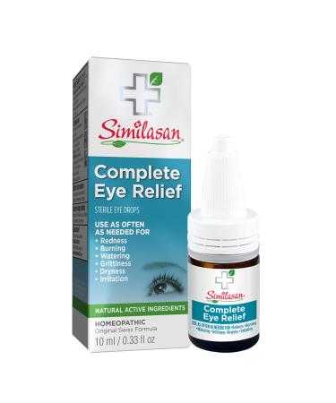 Similasan Complete Eye Relief Eye Drops 0.33 Ounce Bottle, for Temporary Relief from Red Eyes, Dry Eyes, Burning Eyes, Watery Eyes 0.33 Fl Oz (Pack of 1)