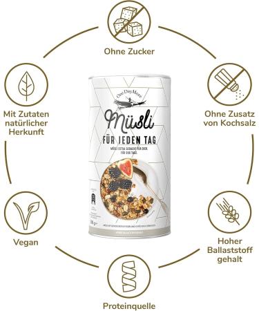 OneDayMore Muesli Pour Chaque Jour | 3 x 500 g de flocons d avoine | Muesli sain avec dattes m res et figues | Plusieurs collations fruit es 100% naturelles - Buy Online on GoSupps.com