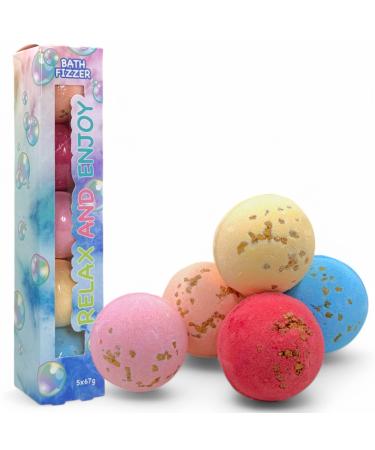 MIJOMA Luxury Bath Bombs 67g Set of 5 Bath Bombs - Lemon Mint Ocean Jasmine Sandalwood Grapefruit & Cranberry - Vegan Bath Fizzer