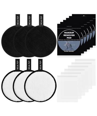 Dokeno 6 Pieces Washable Makeup Remover Pads Reusable Make-up Wipes Cotton Makeup Remover Pads Microfibre Cloths Facial Cleansing Sponges All Skin Types