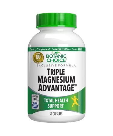 Botanic Choice  Triple Magnesium Advantage Magnesium Triple Complex for Nerve and Heart Health Easy to Swallow Magnesium Blend Capsules for Digestive and Muscular Health