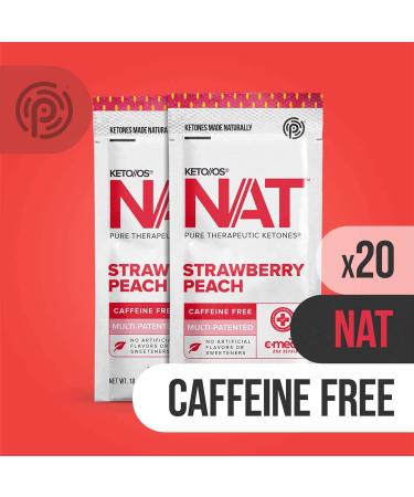 Keto//OS NAT Strawberry Peach Exogenous Ketones BHB Salts - Caffeine Free - Keto Supplements for Workout Energy Boost - 20 Count - Buy Online on GoSupps.com