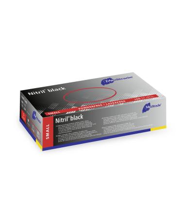 Meditrade 1284S Nitrile Black Nitrile Examination Gloves Black Small