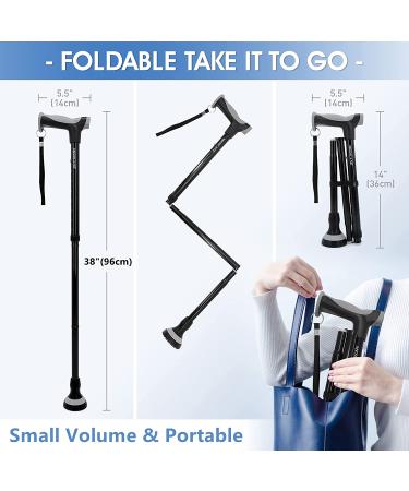 Folding Walking Cane - Lightweight & Adjustable Hand Stick for Seniors - Portable Mobility Aid for Men & Women - Buy Online on GoSupps.com