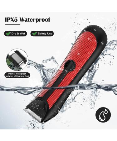 Vexloria Ball Trimmer Men - Electric Groin & Body Hair Groomer with Ceramic Blade, Wet/Dry Shaver, LED Light - Red - Buy Online on GoSupps.com