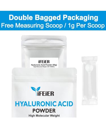 iFEiER Hyaluronic Acid Powder | High Molecular Weight Hyaluronic Acid Serum Powder | 1.5oz(42.5g) Cosmetics Grade | Sodium Hyaluronate | LMW HMW HA ingredient to make gel for DIY Serums - Buy Online on GoSupps.com