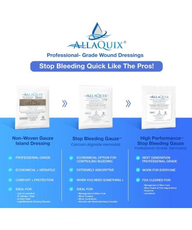 Lite Stop Bleeding Bandage - Calcium Alginate Wound Dressing (2-inch Square Box of 10) | First Aid Hemostatic Gauze for Effective Blood Clotting - Buy Online on GoSupps.com