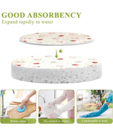 3-Pack Cleaning Kitchen Sponges Oval Red Strawberry Red Strawberry Kitchen Cellulose Dishwashing Wood Pulp Cotton - Buy Online on GoSupps.com