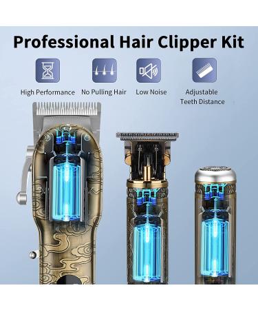 Dumite Men's Hair Clippers Set with Nose & Ear Trimmer - Professional Rechargeable T-Blade Grooming Kit in Gold - Buy Online on GoSupps.com